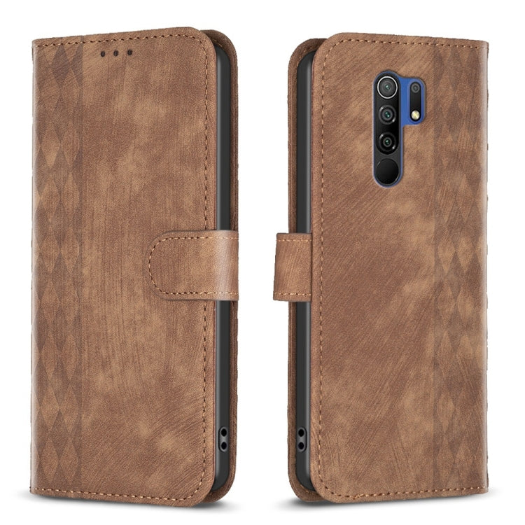 Plaid Embossed Leather Phone Case, For Xiaomi Poco M3 CN Version, For Xiaomi Poco X3 / X3 NFC, For Xiaomi Redmi 9A, For Xiaomi Redmi 9