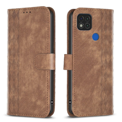 Plaid Embossed Leather Phone Case, For Xiaomi Redmi 9C, For Xiaomi Redmi Note 9, For Xiaomi Redmi Note 9 Pro