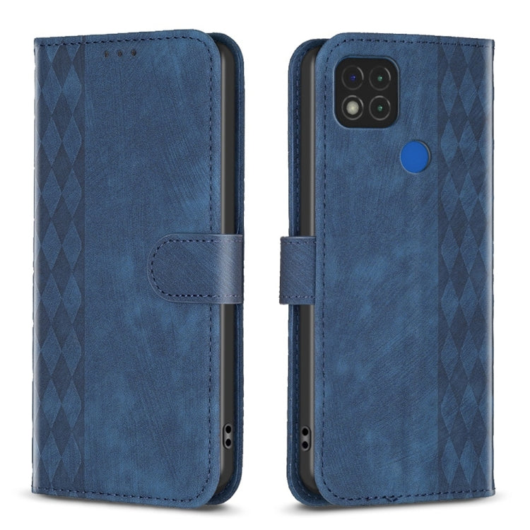 Plaid Embossed Leather Phone Case, For Xiaomi Redmi 9C, For Xiaomi Redmi Note 9, For Xiaomi Redmi Note 9 Pro