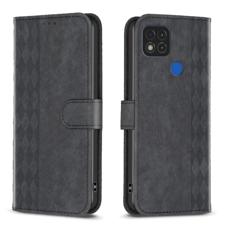Plaid Embossed Leather Phone Case, For Xiaomi Redmi 9C, For Xiaomi Redmi Note 9, For Xiaomi Redmi Note 9 Pro
