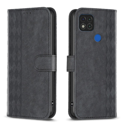 Plaid Embossed Leather Phone Case, For Xiaomi Redmi 9C, For Xiaomi Redmi Note 9, For Xiaomi Redmi Note 9 Pro