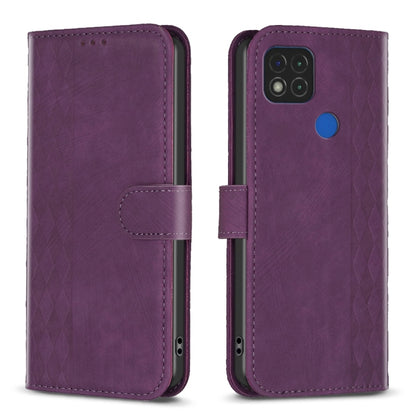 Plaid Embossed Leather Phone Case, For Xiaomi Redmi 9C, For Xiaomi Redmi Note 9, For Xiaomi Redmi Note 9 Pro