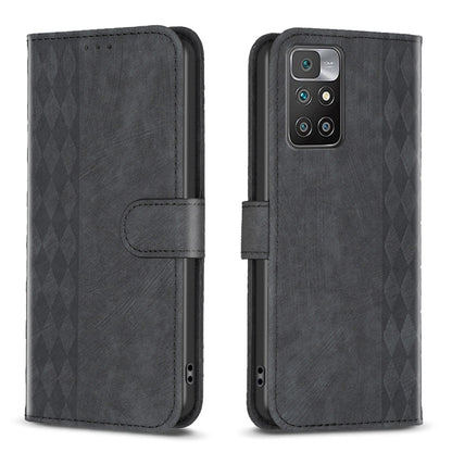 Plaid Embossed Leather Phone Case, For Xiaomi Redmi 10 5G / Note 11E, For Xiaomi Redmi 10C, For Xiaomi Redmi Note 11, For Xiaomi Redmi 10 2022