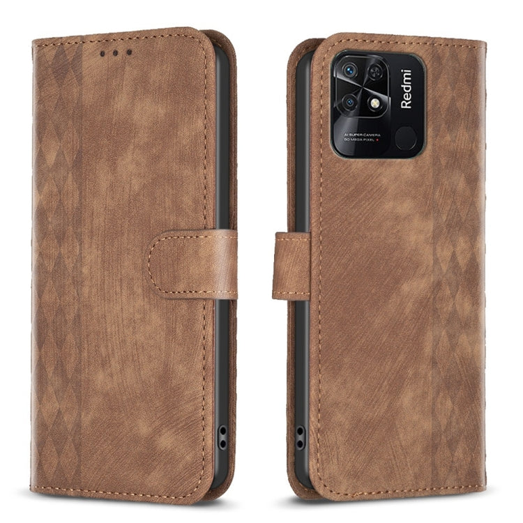 Plaid Embossed Leather Phone Case, For Xiaomi Redmi 10 5G / Note 11E, For Xiaomi Redmi 10C, For Xiaomi Redmi Note 11, For Xiaomi Redmi 10 2022