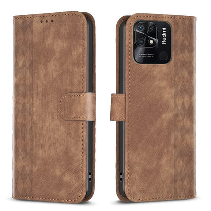 Plaid Embossed Leather Phone Case, For Xiaomi Redmi 10 5G / Note 11E, For Xiaomi Redmi 10C, For Xiaomi Redmi Note 11, For Xiaomi Redmi 10 2022