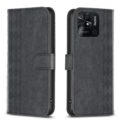 Plaid Embossed Leather Phone Case, For Xiaomi Redmi 10 5G / Note 11E, For Xiaomi Redmi 10C, For Xiaomi Redmi Note 11, For Xiaomi Redmi 10 2022