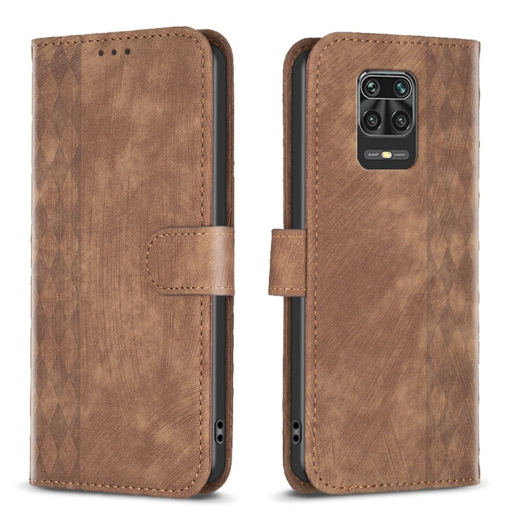 Plaid Embossed Leather Phone Case, For Xiaomi Redmi 9C, For Xiaomi Redmi Note 9, For Xiaomi Redmi Note 9 Pro