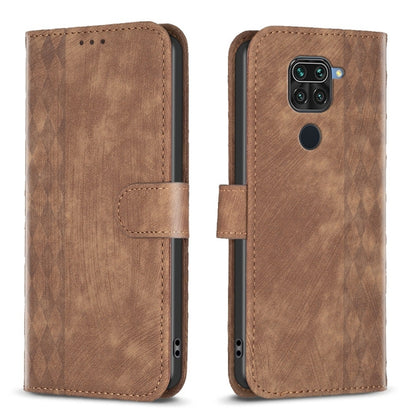 Plaid Embossed Leather Phone Case, For Xiaomi Redmi 9C, For Xiaomi Redmi Note 9, For Xiaomi Redmi Note 9 Pro