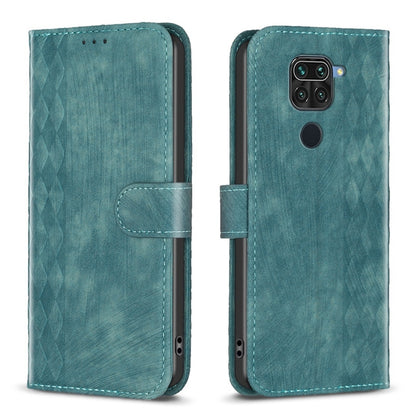 Plaid Embossed Leather Phone Case, For Xiaomi Redmi 9C, For Xiaomi Redmi Note 9, For Xiaomi Redmi Note 9 Pro