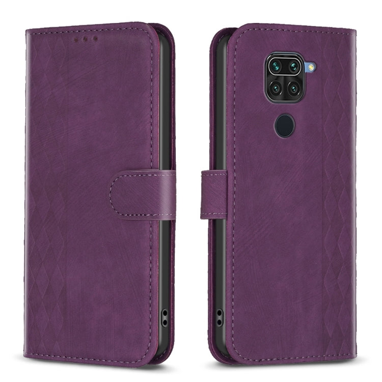 Plaid Embossed Leather Phone Case, For Xiaomi Redmi 9C, For Xiaomi Redmi Note 9, For Xiaomi Redmi Note 9 Pro