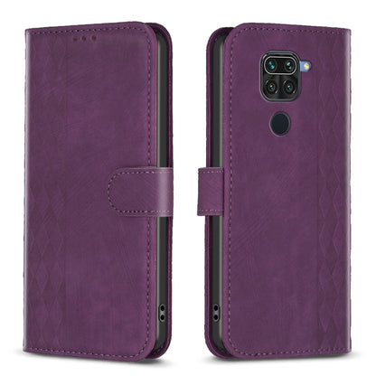 Plaid Embossed Leather Phone Case, For Xiaomi Redmi 9C, For Xiaomi Redmi Note 9, For Xiaomi Redmi Note 9 Pro