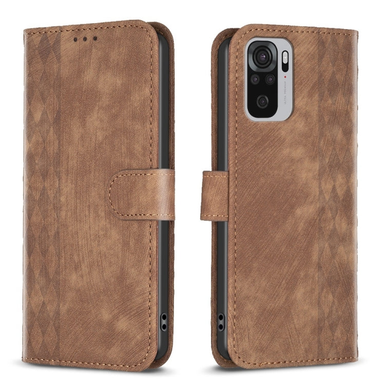 Plaid Embossed Leather Phone Case, For Xiaomi Poco M3 Pro, For Xiaomi 11 Lite, For Xiaomi Redmi Note 10 4G, For Xiaomi Redmi Note 10 Pro
