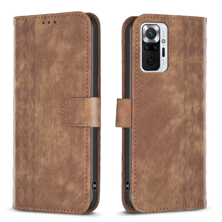 Plaid Embossed Leather Phone Case, For Xiaomi Poco M3 Pro, For Xiaomi 11 Lite, For Xiaomi Redmi Note 10 4G, For Xiaomi Redmi Note 10 Pro