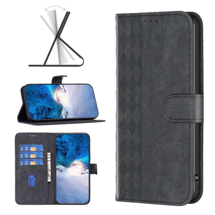 Plaid Embossed Leather Phone Case, For Xiaomi Poco F5 5G / Redmi Note 12 Turbo, For Xiaomi Redmi Note 12S 4G / Note 11, For Xiaomi Redmi Note 12 4G Global, For Xiaomi Civi 3 5G