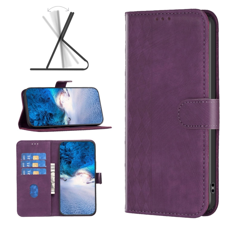 Plaid Embossed Leather Phone Case, For Xiaomi Redmi 13C, For Xiaomi Redmi Note 13 Pro+ 5G, For Xiaomi Redmi Note 13 Pro 5G, For Xiaomi Redmi 12 4G