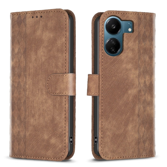 Plaid Embossed Leather Phone Case, For Xiaomi Redmi 13C, For Xiaomi Redmi Note 13 Pro+ 5G, For Xiaomi Redmi Note 13 Pro 5G, For Xiaomi Redmi 12 4G