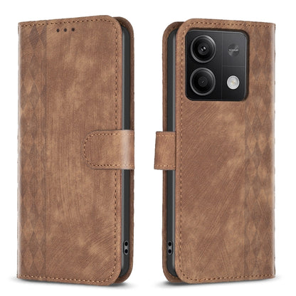 Plaid Embossed Leather Phone Case, For Xiaomi Redmi Note 13 Pro 4G Global, For Xiaomi Poco M6 Pro 4G, For Xiaomi Redmi Note 13 4G Global, For Xiaomi Redmi Note 13