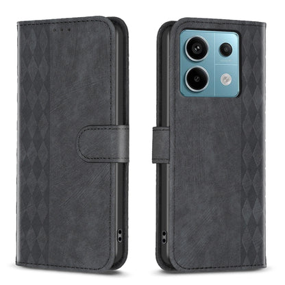 Plaid Embossed Leather Phone Case, For Xiaomi Redmi Note 13 Pro 4G Global, For Xiaomi Poco M6 Pro 4G, For Xiaomi Redmi Note 13 4G Global, For Xiaomi Redmi Note 13