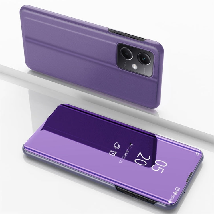 Plated Mirror Horizontal Flip Leather Phone Case with Holder, For Redmi Note 12 4G Global