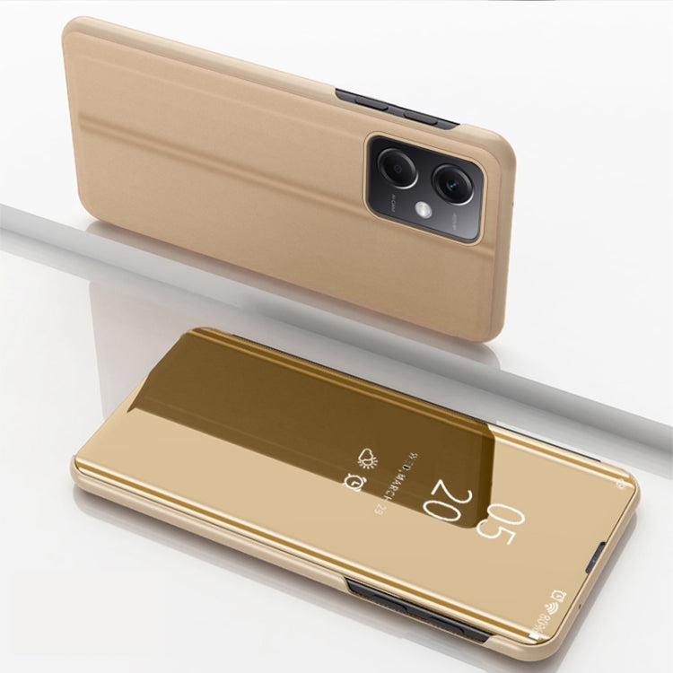 Plated Mirror Horizontal Flip Leather Phone Case with Holder, For Redmi Note 12 4G Global