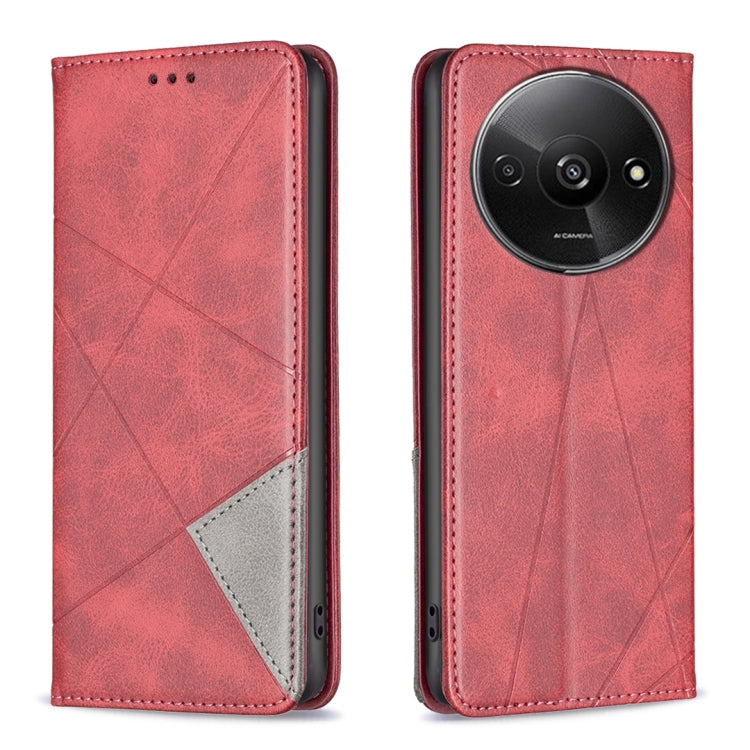 Rhombus Texture Magnetic Leather Phone Case, For Xiaomi Poco M6 4G / Redmi 13 4G, For Xiaomi Redmi Note 13 Pro 4G Global, For Xiaomi Poco M6 Pro 4G, For Xiaomi Redmi A3