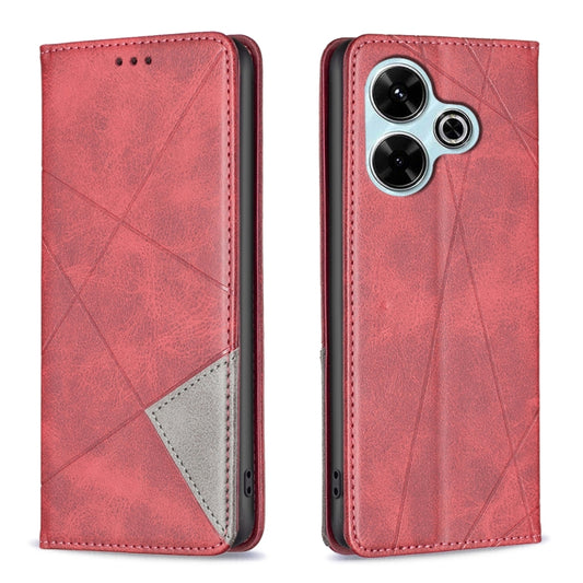 Rhombus Texture Magnetic Leather Phone Case, For Xiaomi Poco M6 4G / Redmi 13 4G, For Xiaomi Redmi Note 13 Pro 4G Global, For Xiaomi Poco M6 Pro 4G, For Xiaomi Redmi A3