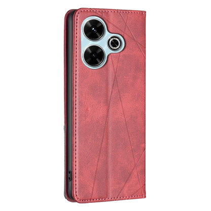 Rhombus Texture Magnetic Leather Phone Case, For Xiaomi Poco M6 4G / Redmi 13 4G, For Xiaomi Redmi Note 13 Pro 4G Global, For Xiaomi Poco M6 Pro 4G, For Xiaomi Redmi A3