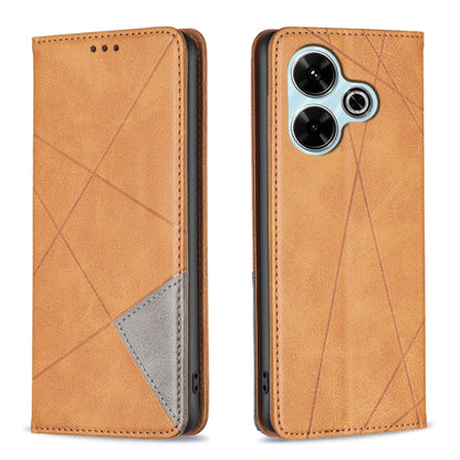 Rhombus Texture Magnetic Leather Phone Case, For Xiaomi Poco M6 4G / Redmi 13 4G, For Xiaomi Redmi Note 13 Pro 4G Global, For Xiaomi Poco M6 Pro 4G, For Xiaomi Redmi A3