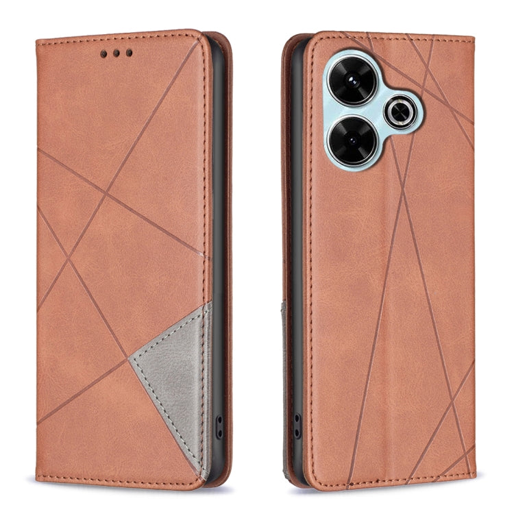 Rhombus Texture Magnetic Leather Phone Case, For Xiaomi Poco M6 4G / Redmi 13 4G, For Xiaomi Redmi Note 13 Pro 4G Global, For Xiaomi Poco M6 Pro 4G, For Xiaomi Redmi A3
