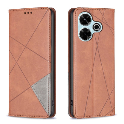 Rhombus Texture Magnetic Leather Phone Case, For Xiaomi Poco M6 4G / Redmi 13 4G, For Xiaomi Redmi Note 13 Pro 4G Global, For Xiaomi Poco M6 Pro 4G, For Xiaomi Redmi A3