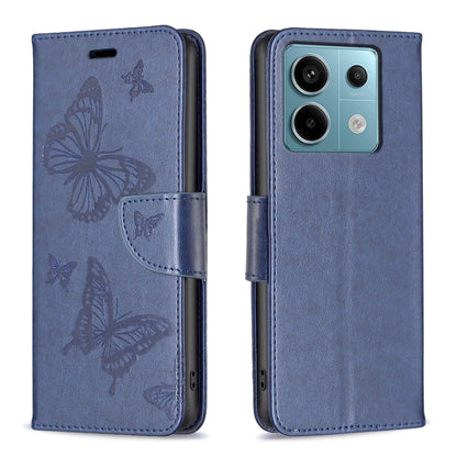 Two Butterflies Embossing Leather Phone Case, For Xiaomi Redmi 13C, For Xiaomi Redmi Note 13 Pro+ 5G, For Xiaomi Redmi Note 13 Pro 5G, For Xiaomi Redmi 12 4G