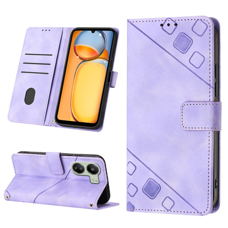 Skin Feel Embossed Leather Phone Case, For Xiaomi Redmi 13C, For Xiaomi Redmi Note 13 Pro+ 5G, For Xiaomi Redmi Note 13 Pro 5G Global, For Xiaomi Poco M6 Pro 5G / Redmi 12 4G / 5G