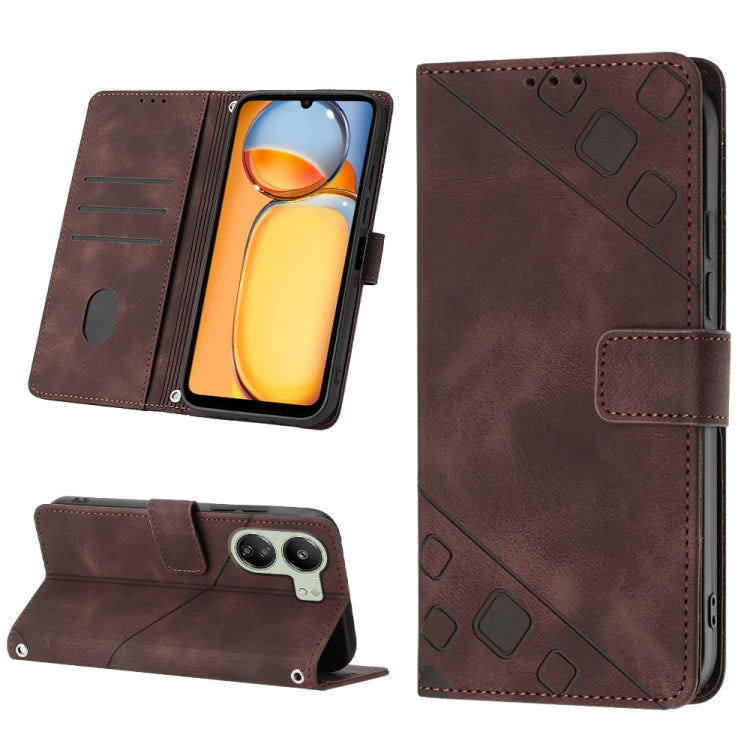 Skin Feel Embossed Leather Phone Case, For Xiaomi Redmi 13C, For Xiaomi Redmi Note 13 Pro+ 5G, For Xiaomi Redmi Note 13 Pro 5G Global, For Xiaomi Poco M6 Pro 5G / Redmi 12 4G / 5G