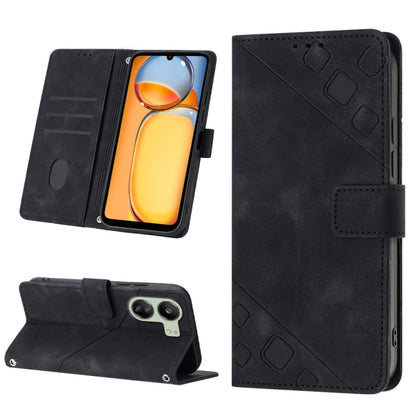 Skin Feel Embossed Leather Phone Case, For Xiaomi Redmi 13C, For Xiaomi Redmi Note 13 Pro+ 5G, For Xiaomi Redmi Note 13 Pro 5G Global, For Xiaomi Poco M6 Pro 5G / Redmi 12 4G / 5G