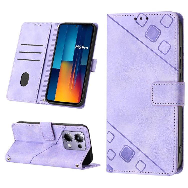 Skin Feel Embossed Leather Phone Case, For Xiaomi Poco F6, For Xiaomi Poco M6 Pro 4G, For Xiaomi Poco X6 Neo 5G Global, For Xiaomi Redmi A3
