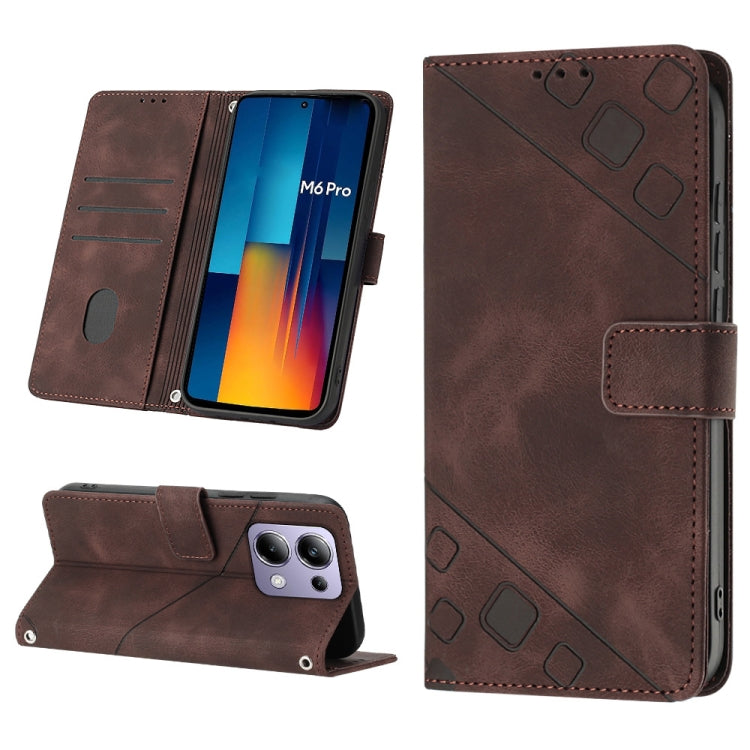 Skin Feel Embossed Leather Phone Case, For Xiaomi Poco F6, For Xiaomi Poco M6 Pro 4G, For Xiaomi Poco X6 Neo 5G Global, For Xiaomi Redmi A3