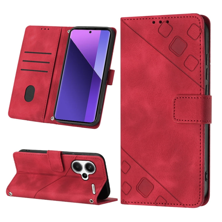 Skin Feel Embossed Leather Phone Case, For Xiaomi Redmi 13C, For Xiaomi Redmi Note 13 Pro+ 5G, For Xiaomi Redmi Note 13 Pro 5G Global, For Xiaomi Poco M6 Pro 5G / Redmi 12 4G / 5G