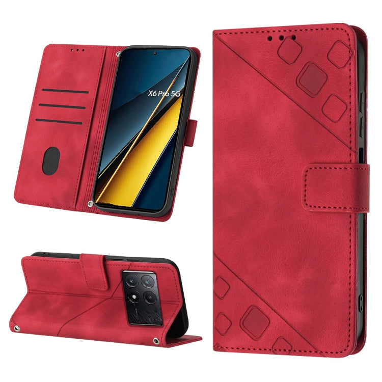 Skin Feel Embossed Leather Phone Case, For Xiaomi Redmi Note 13 Pro 4G Global, For Xiaomi Redmi Note 13 4G Global, For Xiaomi Redmi K70E, For Xiaomi Poco X6 Pro