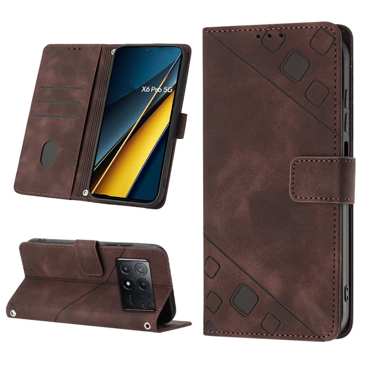 Skin Feel Embossed Leather Phone Case, For Xiaomi Redmi Note 13 Pro 4G Global, For Xiaomi Redmi Note 13 4G Global, For Xiaomi Redmi K70E, For Xiaomi Poco X6 Pro