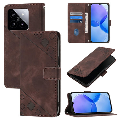 Skin Feel Embossed Leather Phone Case, For Xiaomi 14 Ultra, For Xiaomi 14 Pro, For Xiaomi 14, For Xiaomi Redmi Note 13 5G Global