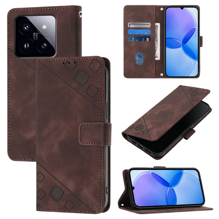 Skin Feel Embossed Leather Phone Case, For Xiaomi 14 Ultra, For Xiaomi 14 Pro, For Xiaomi 14, For Xiaomi Redmi Note 13 5G Global