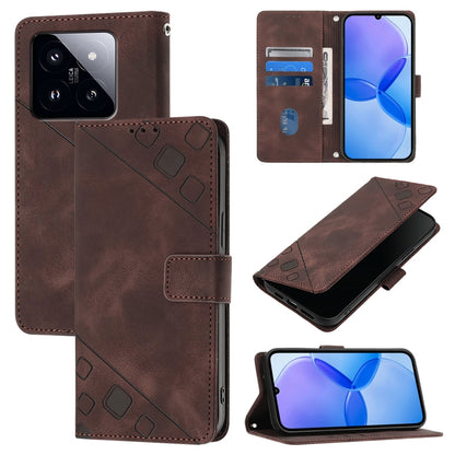 Skin Feel Embossed Leather Phone Case, For Xiaomi 14 Ultra, For Xiaomi 14 Pro, For Xiaomi 14, For Xiaomi Redmi Note 13 5G Global