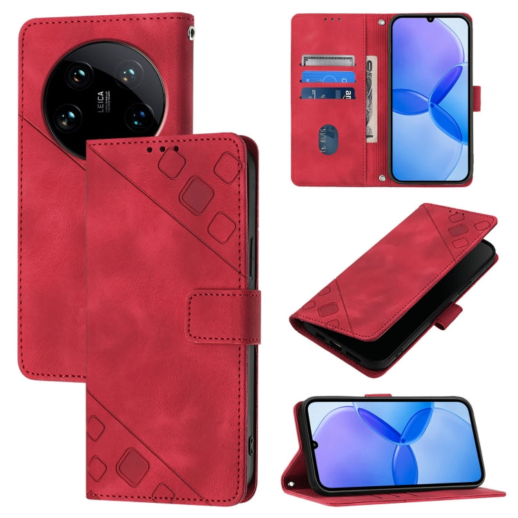 Skin Feel Embossed Leather Phone Case, For Xiaomi 14 Ultra, For Xiaomi 14 Pro, For Xiaomi 14, For Xiaomi Redmi Note 13 5G Global