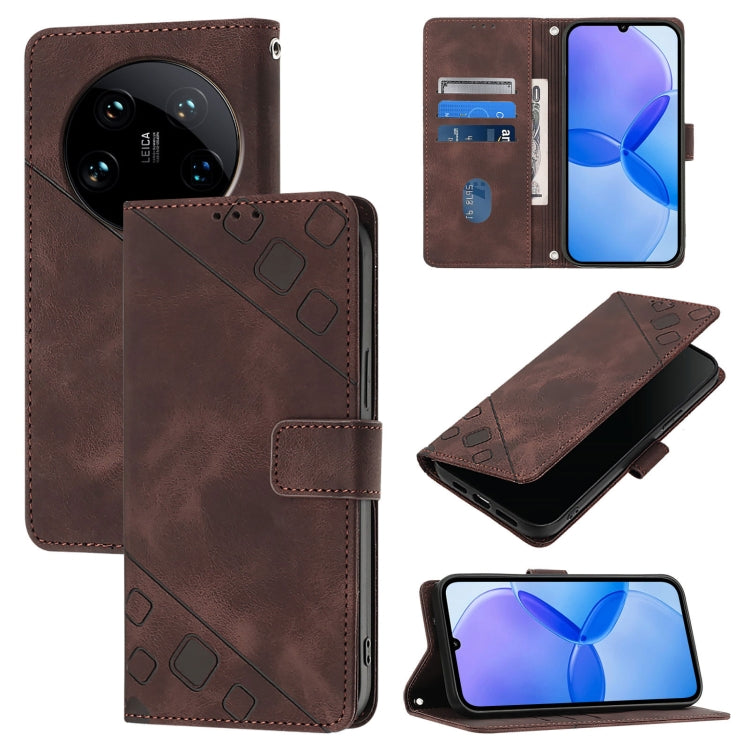 Skin Feel Embossed Leather Phone Case, For Xiaomi 14 Ultra, For Xiaomi 14 Pro, For Xiaomi 14, For Xiaomi Redmi Note 13 5G Global
