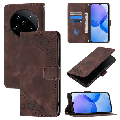 Skin Feel Embossed Leather Phone Case, For Xiaomi 14 Ultra, For Xiaomi 14 Pro, For Xiaomi 14, For Xiaomi Redmi Note 13 5G Global