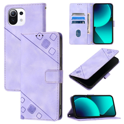 Skin Feel Embossed Leather Phone Case, For Xiaomi Poco F3 / Redmi K40 / K40 Pro, For Xiaomi Poco X3 / Poco X3 Pro, For Xiaomi Mi 11 Lite / Mi 11 Lite 5G, For Xiaomi Mi 11 Ultra
