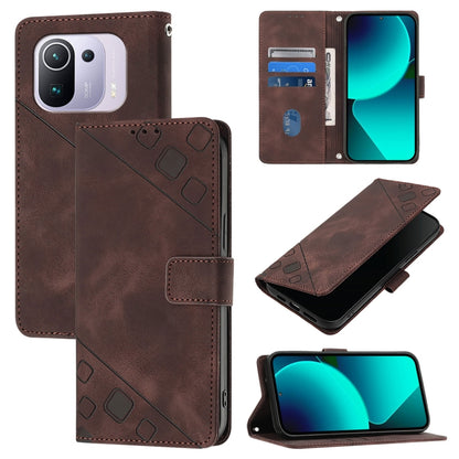 Skin Feel Embossed Leather Phone Case, For Xiaomi Mi 11 Pro, For Xiaomi Redmi Note 10 Pro 4G, For Xiaomi Poco M3 / Redmi 9 Power, For Xiaomi Redmi Note 9T Global