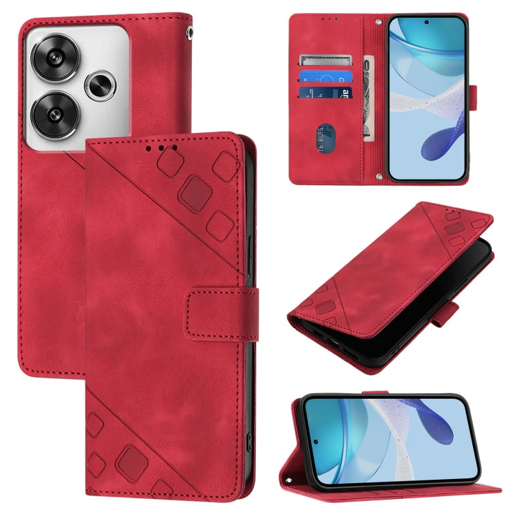 Skin Feel Embossed Leather Phone Case, For Xiaomi Poco F6, For Xiaomi Poco M6 Pro 4G, For Xiaomi Poco X6 Neo 5G Global, For Xiaomi Redmi A3