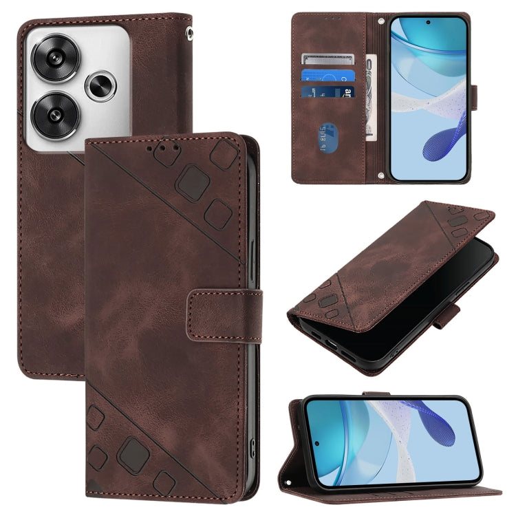 Skin Feel Embossed Leather Phone Case, For Xiaomi Poco F6, For Xiaomi Poco M6 Pro 4G, For Xiaomi Poco X6 Neo 5G Global, For Xiaomi Redmi A3