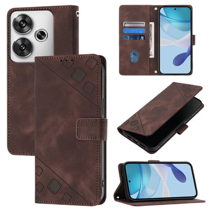 Skin Feel Embossed Leather Phone Case, For Xiaomi Poco F6, For Xiaomi Poco M6 Pro 4G, For Xiaomi Poco X6 Neo 5G Global, For Xiaomi Redmi A3